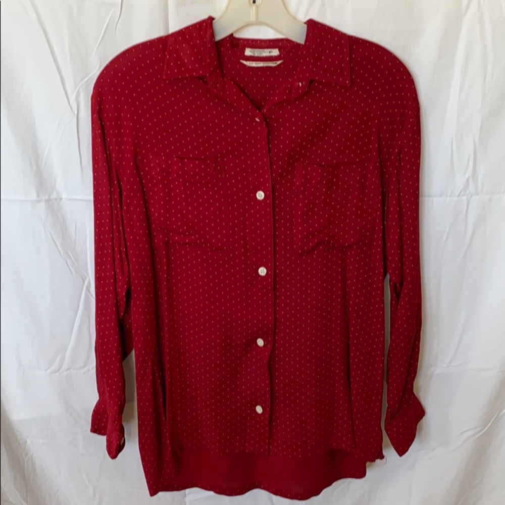 Calvin Klein petite red polka dot long sleeve